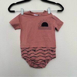NWT hey kid X streetwear small waves big change shirt short attached romper 12M